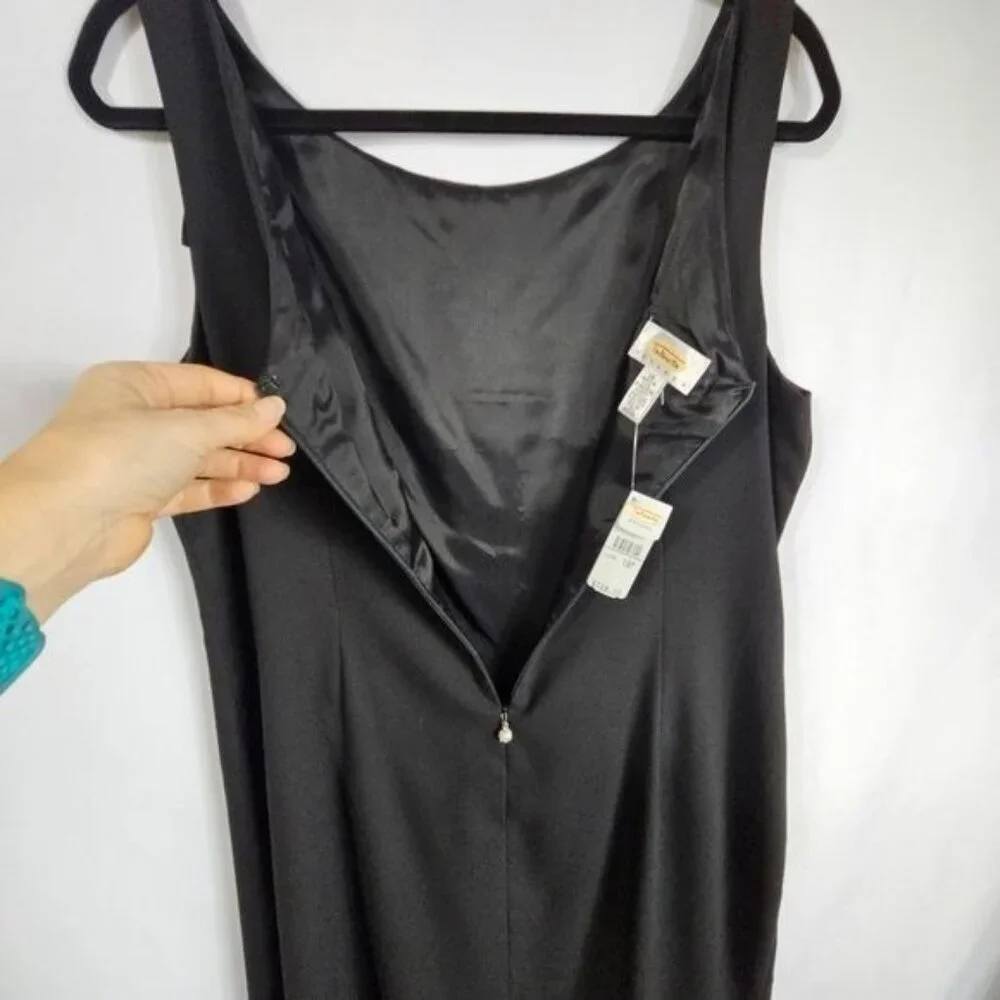 Talbots Ruffle Hem Midi Shift Dress 16P Black Sleeveless Whimsigoth LBD Formal‎